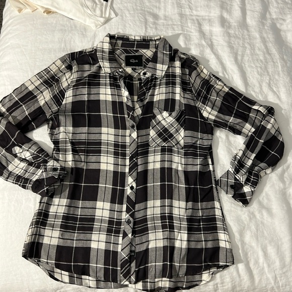 Rails Hunter Button Down black and white plaid top - Picture 1 of 4